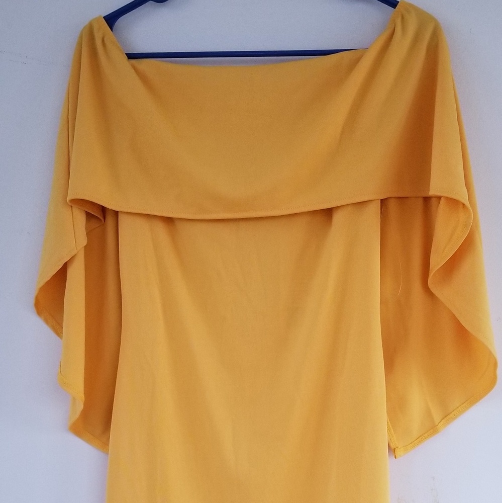 Off shoulder cape dress